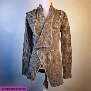 SILVER JEANS CO. UNIQUE WOVEN BROWN PEEKABOO COLLARED JACKET - WOMENS SMALL